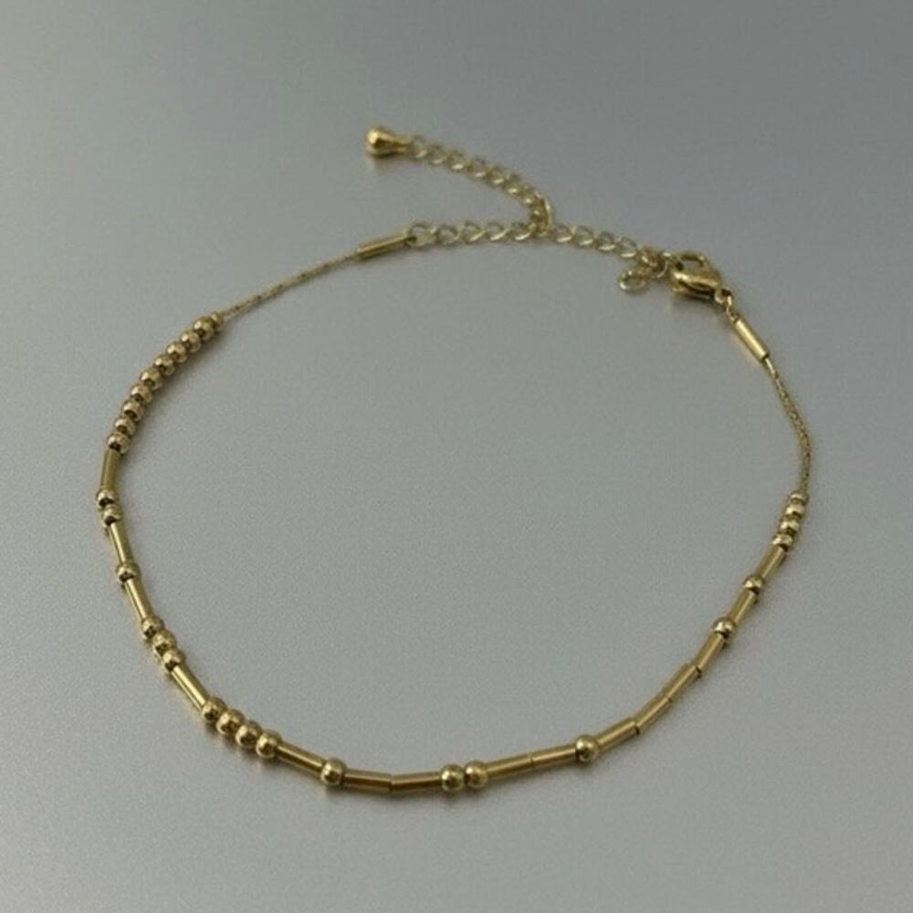 Thin Gold Chain Beaded Bracelet